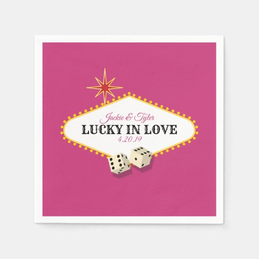 Las Vegas Marquee bruiloft in Magenta Servetten (Voorkant)