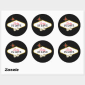 Las Vegas Marquee Bruiloft in zwart Ronde Sticker (Vel)