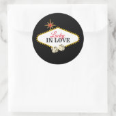 Las Vegas Marquee Bruiloft in zwart Ronde Sticker (Tas)