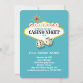 Las Vegas Marquee Casino Night Party Blauwgroen Kaart (Voorkant)
