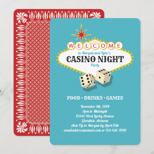Las Vegas Marquee Casino Night Party Blauwgroen Kaart