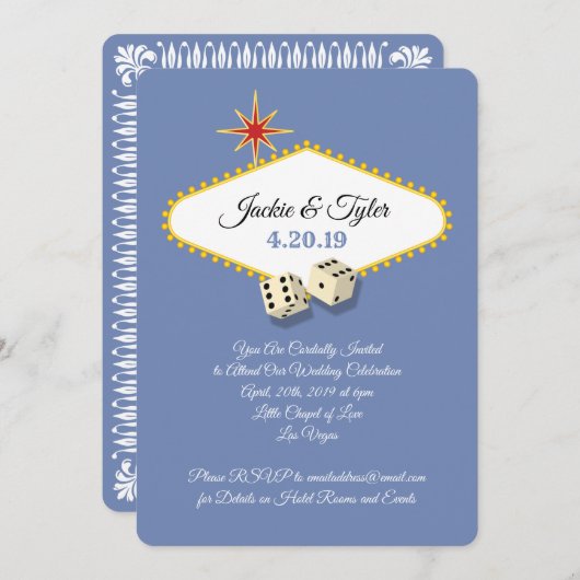 Las Vegas Marquee Huwelijk in Hydrangea Kaart (Voorkant / Achterkant)