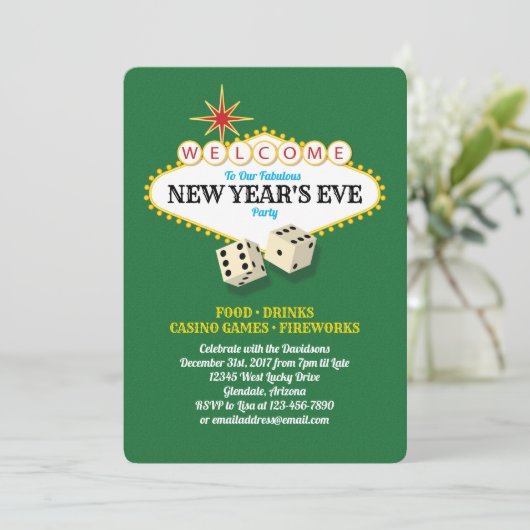 Las Vegas Marquee New Years Eve Party Kaart (Staand voorkant)