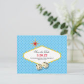Las Vegas Marquee Save the Date Aqua Briefkaart (Staand voorkant)