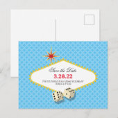 Las Vegas Marquee Save the Date Aqua Briefkaart (Voorkant / Achterkant)