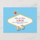 Las Vegas Marquee Save the Date Aqua Briefkaart (Voorkant)