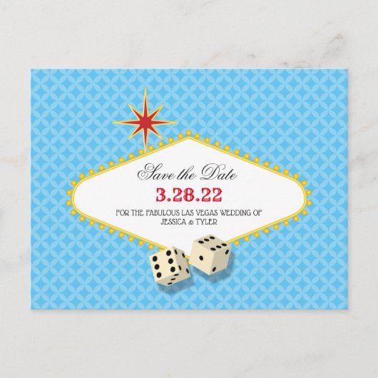 Las Vegas Marquee Save the Date Aqua Briefkaart (Voorkant)