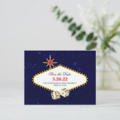 Las Vegas Marquee Save the Date Briefkaart (Staand voorkant)