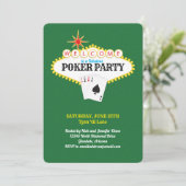 Las Vegas Marquee Sign Poker Party Green Kaart (Staand voorkant)