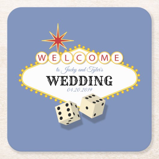 Las Vegas Marquee Wedding Kartonnen Onderzetters (Voorkant)