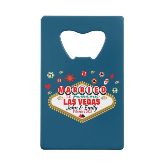 Las Vegas Married Couple Matching Vacada Creditkaart Flessenopener (Voorkant)