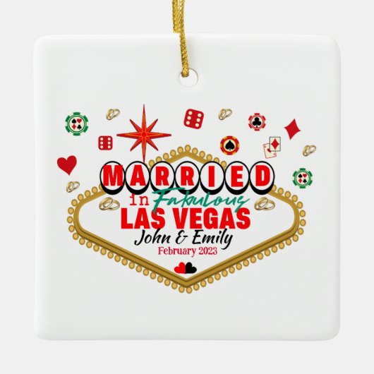 Las Vegas Married Couple Matching Vacada Keramisch Ornament (Voorkant)