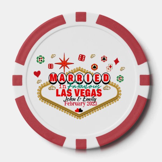 Las Vegas Married Couple Matching Vacada Poker Chips (Voorkant)