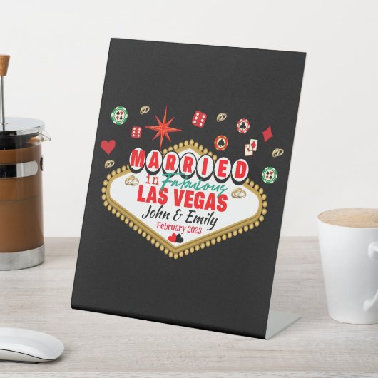 Las Vegas Married Couple Matching Vacada Reclamebord Met Voetstuk (Insitu)