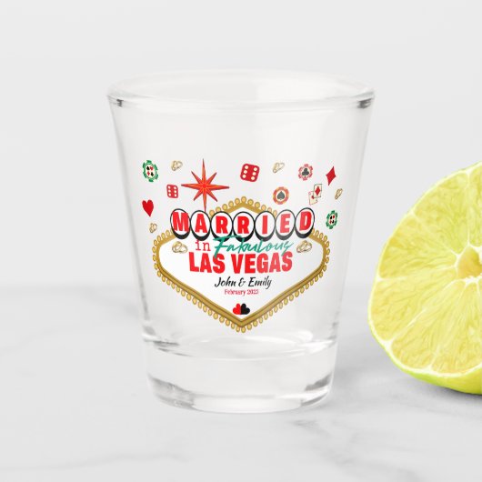 Las Vegas Married Couple Matching Vacada Shot Glas (Voorkant)