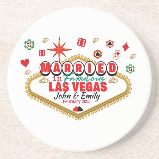 Las Vegas Married Couple Matching Vacada Zandsteen Onderzetter (Voorkant)