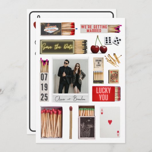 Las Vegas Matchbox Art Photo Wedding Bewaar de dat Kaart (Voorkant / Achterkant)