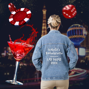 Las Vegas Meidenavakantie Met Krachtige Typografie Denim Jacket