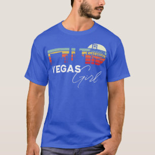 Las Vegas Meisje Retro Sunset City Skyline Souveni T-shirt