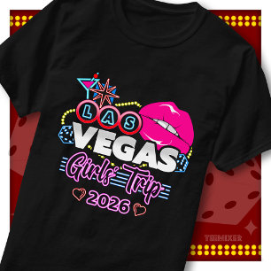 Las Vegas Meisjesreis 2026 Roze Lippen Bord Casino T-shirt