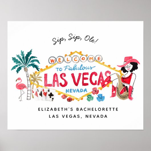 Las Vegas Meisjesweekend Welkomstbord Poster (Voorkant)
