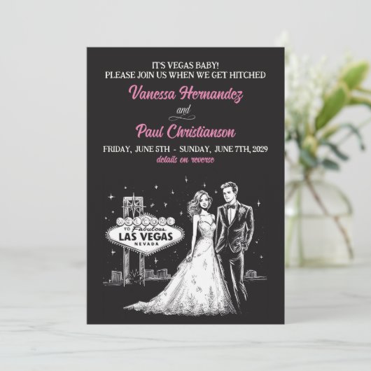 Las Vegas met QR Code Wedding Kaart (Staand voorkant)