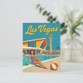  Las Vegas Mid-Century Pin-Up Pool Travel Briefkaart (Staand voorkant)