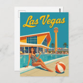  Las Vegas Mid-Century Pin-Up Pool Travel Briefkaart (Voorkant / Achterkant)