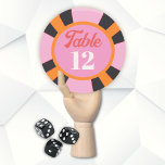 Las Vegas Mod Poker Chip Tafelnummer<br><div class="desc">Kleurrijke Mod Las Vegas Gambling Poker Chip Tafelnummer Kaarten. Hand getekend in kleuren van oranje roze rood crème en zwart. Perfect voor een Las Vegas bruiloft of feest! Handgetekende illustratie van McBoos. Alle bewoordingen kunnen worden gewijzigd om aan uw behoeften te voldoen. U moet elk nummer voor elke tabel wijzigen....</div>