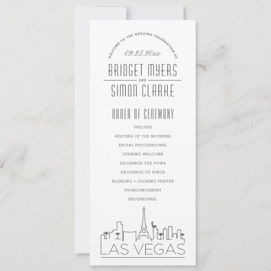 Las Vegas | Modern deco huwelijksprogramma Kaart (Voorkant)