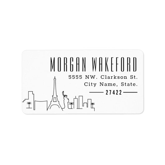 Las Vegas Modern Deco Skyline Groot Etiket (Voorkant)