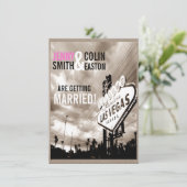 Las Vegas Modern  Sepia Wedding Uitnodiging (Staand voorkant)