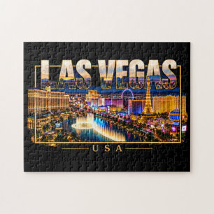 Las Vegas Nachtelijke Silhouette Reis Kunst Amerik Legpuzzel