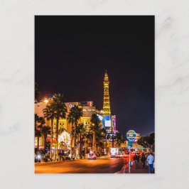 Las Vegas Nachtverlichting Strip Eiffeltoren Casin Briefkaart