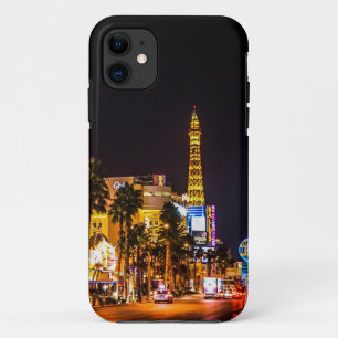 Las Vegas Nachtverlichting Strip Eiffeltoren Casin iPhone 11 Hoesje