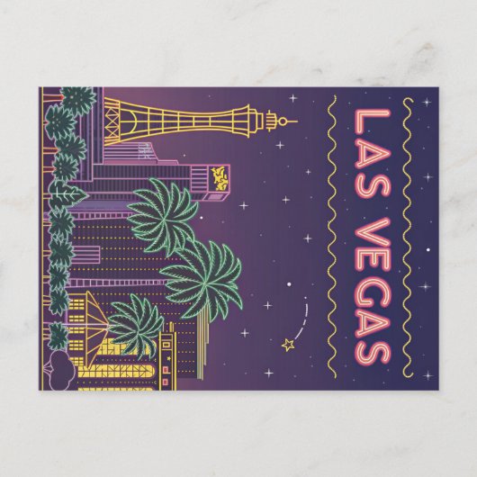 Las Vegas: Neon CityScape bij nacht Briefkaart (Voorkant)