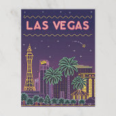 Las Vegas: Neon CityScape bij nacht Briefkaart