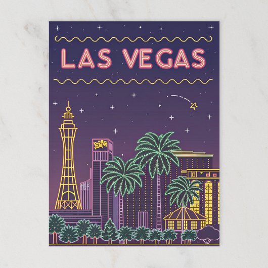 Las Vegas: Neon CityScape bij nacht Briefkaart