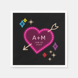 Las Vegas Neon hart en sterren bruiloft Servet