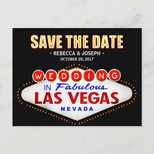 Las Vegas Neon Sign - Save the Date Wedding Aankondigingskaart (Voorkant)