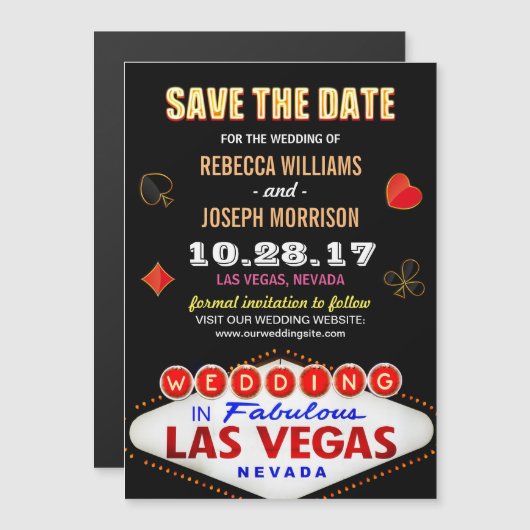 Las Vegas Neon Sign - Save the Date Wedding Magnetische Uitnodiging (Voorkant / Achterkant)