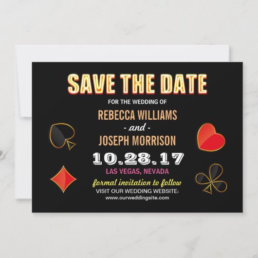 Las Vegas Neon Sign - Sparen de Datum Weddenschap Save The Date (Achterkant)