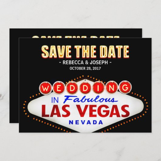 Las Vegas Neon Sign - Sparen de Datum Weddenschap Save The Date (Voorkant / Achterkant)