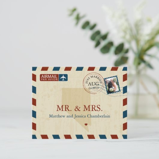 Las Vegas Nevada Airmail | Huwelijk Dank u Briefkaart (Staand voorkant)