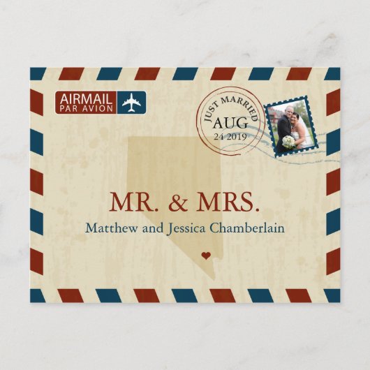 Las Vegas Nevada Airmail | Huwelijk Dank u Briefkaart (Voorkant)