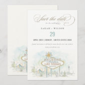 Las Vegas Nevada Aquarel Landschap Bruiloft Save The Date (Voorkant / Achterkant)