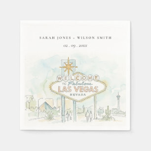 Las Vegas Nevada Aquarel Landschap Bruiloft Servet
