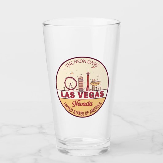 Las Vegas Nevada City Skyline Emblem Glas (Voorkant)