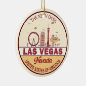 Las Vegas Nevada City Skyline Emblem Keramisch Ornament (Rechts)