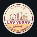 Las Vegas Nevada City Skyline Emblem Magneet<br><div class="desc">Las Vegas minimalistisch,  kleurrijk kunstontwerp met monumenten en landmerken van de stad Nevada.</div>